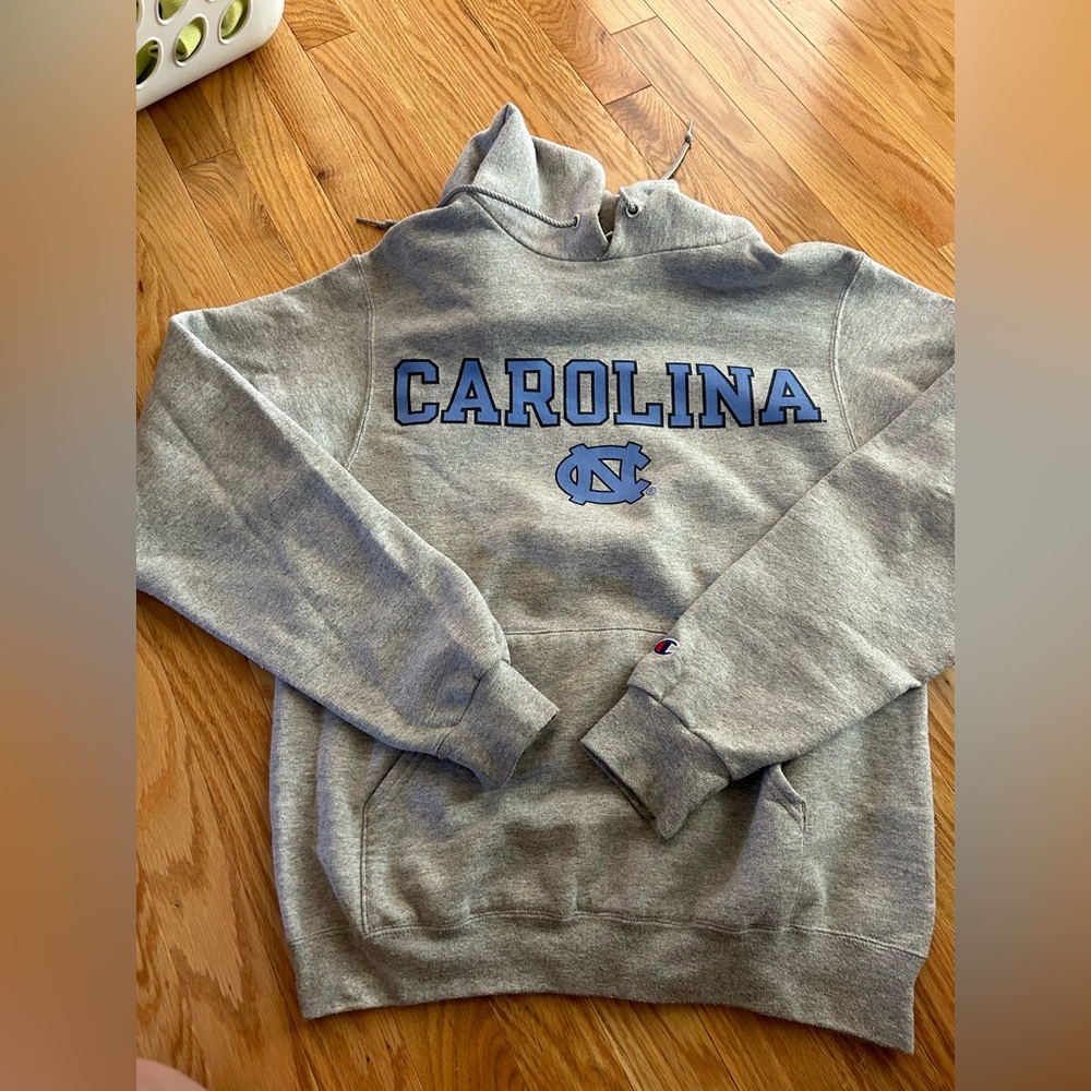 Champion Gray Carolina UNC Hooded Sweatshirt with Carolina Blue Logo